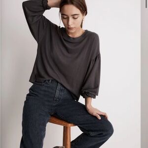 NWT Madewell Dreamiest Knit Long-Sleeve Tee in Coal Gray Size XS